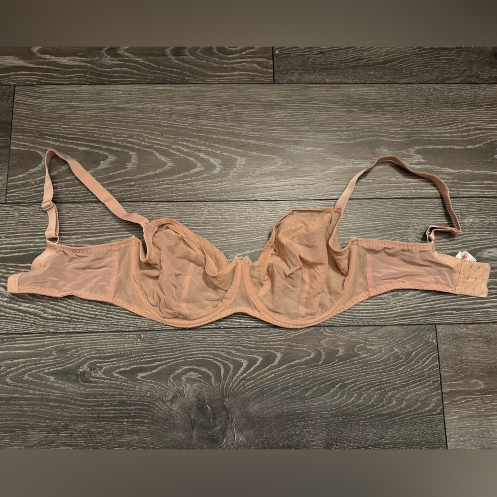 Sheer Mesh Balconette Bra - Blush
